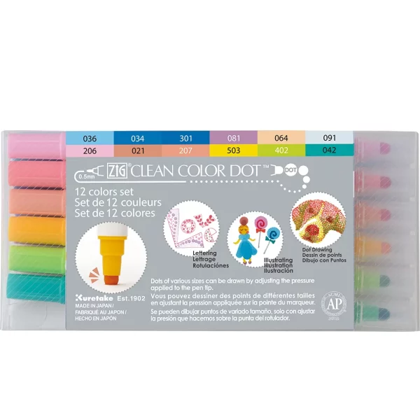 Zig Clean Color Dot Marker – Set of 12 TC-6100_12V