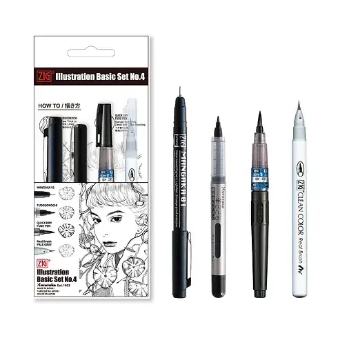 Zig Inktober Illustration Basic Set 4pc